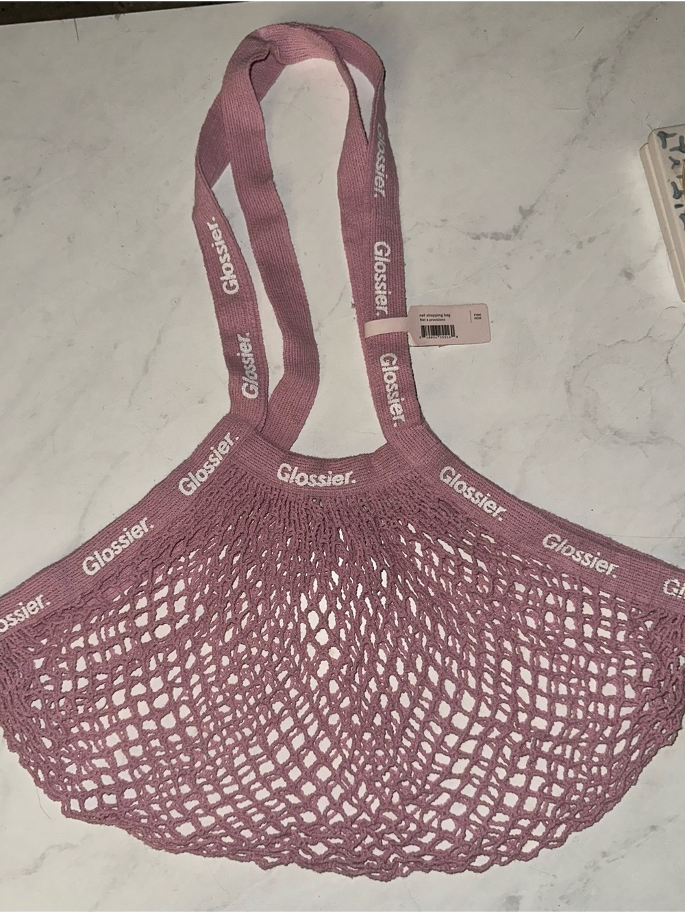 Glossier Pink Knit Tote/ Market Bag